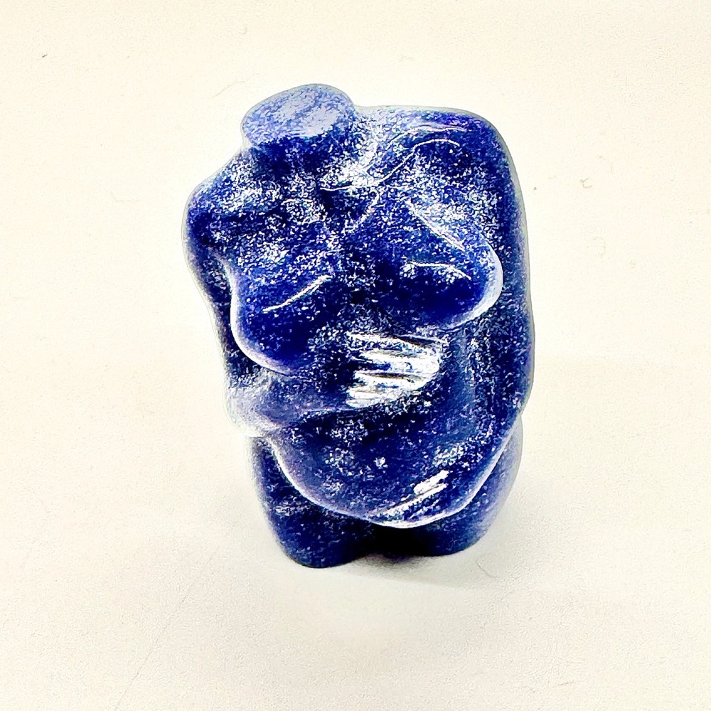 Blue Aventurine Crystal Goddess Statue Pregnant Female Torso Sculpture 2.75"